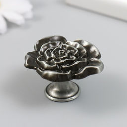 Ручка для шкатулки металл «Пион», состаренное серебро, 3.9×4.4×2.5 см