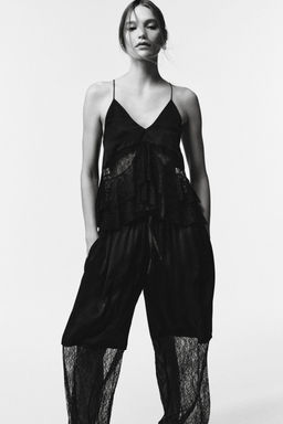 LIMITED EDITION LACE COMBINED TROUSERS - Zara фото 4