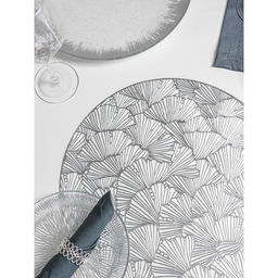 Набор салфеток сервировочных на стол Доляна Веер, d=38 см, 4 шт, цвет серебряный фото 3