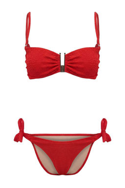 TRENDYOLMILLA Ekru Straplez Aksesuarl? Dokulu Regular Bikini Tak?m? TBESS24BT00019 фото 36