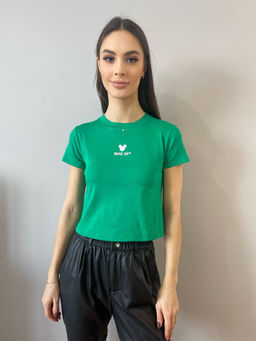 K11161 Футболка OVER SIZE ЗЕЛЕНЫЙ