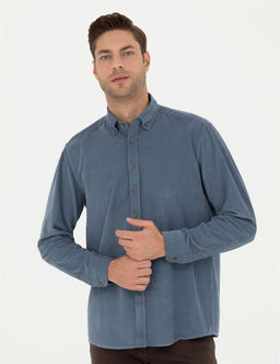 Koyu Mavi Regular Fit Uzun Kollu G_mlek