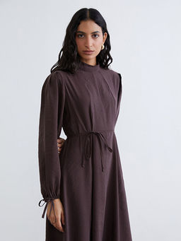 Dik Yaka Modal Kar???ml? Belden Oturtmal? Elbise