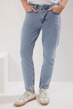 TRENDYOL MAN Siyah %100 Pamuk Relax Fit Boyfriend Jeans Kot Pantolon TMNAW21JE0286