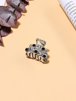 Цена за 6 шт. Крабик для волос «Синий туман», цветок, 2.3 см, серебро