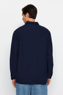 TRENDYOL MAN Lacivert Oversize Fit Gomlek Yaka Etiket Detayl? Kase Gomlek TMNAW24GO00015 - Trendyolmilla фото 6