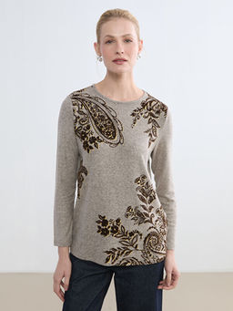 Bisiklet Yaka Desenli Kad?n Ti??rt