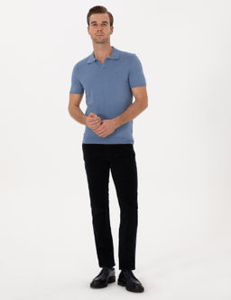 Lacivert Straight Fit Kanvas Pantolon