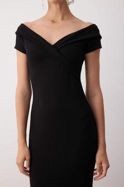 Siyah Carmen Yaka Bal?k Kesim Maxi S?k Abiye Gece Mezuniyet Elbisesi TPRSS25AE00191 - Trendyolmilla фото 3