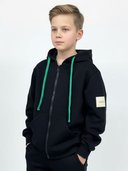 Толстовка зипка с капюшоном на молнии 22-7312 черный