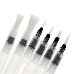 Набор кистей для рисования, синтетика, 6 штук, круглые, плоские, с резервуаром для воды, туши, чернил