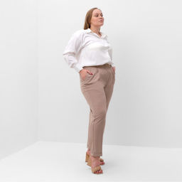Брюки женские MIST plus-size, размер 56, серо-бежевые