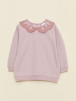 Bebe Yaka Uzun Kollu Nak?? Detayl? K?z Bebek Sweatshirt ve Tayt 2li Tak?m - Waikiki фото 2