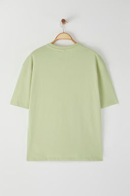 Mint Oversize/Genis Kesim %100 Pamuk K?sa Kollu Basic T-Shirt TMNSS22TS0318