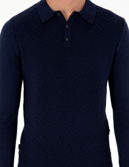 Lacivert Slim Fit D__meli Polo Yaka Triko Kazak - Pierre cardin фото 6