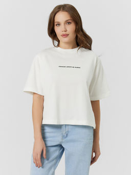 Футболка женская оверсайз белая с надписью птичкам деньги не нужны белый +печать13 112862 - Mark formelle фото 2