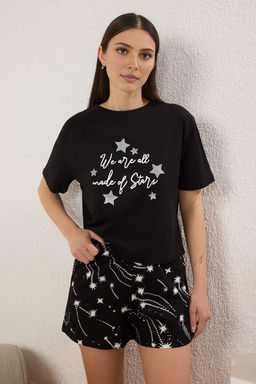 Trendyolmilla Pembe %100 Pamuklu Eglence Desenli Sortlu Orme Pijama Tak?m? THMSS25PT00393 фото 6