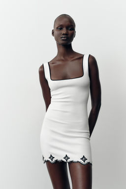 EMBROIDERED DRESS WITH FAUX PEARLS - Zara фото 10