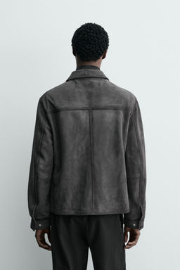 REGULAR FIT SUEDE LEATHER JACKET - Zara фото 3