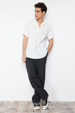 Ekru Regular Fit Yar?m Patl? Orme Rahat Gomlek TMNSS24GO00036