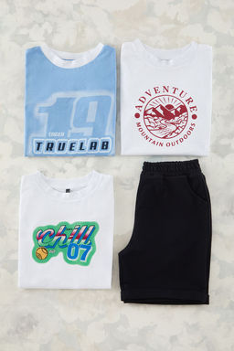 Beyaz-Mavi-K?rm?z? 4lu Regular/Normal Kal?p T-Shirt Sort Orme Tak?m TKDSS25TS00040 - Trendyolmilla фото 2