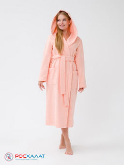 Женский халат с капюшоном персиковый МЗ-06 (32)