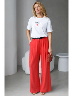 Футболка Vilatte с принтом хлопок с эластаном белая  фото 5