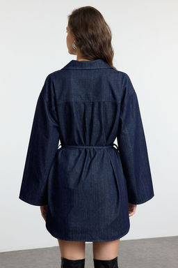 Koyu Mavi Oversize Baglamal? Denim Gomlek TWOAW25GO00082