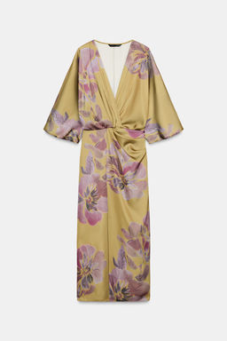 PRINTED SATIN MIDI DRESS - Zara фото 7