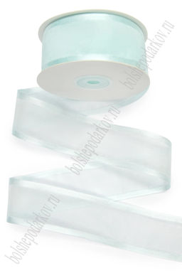 Лента органза с атласными краями 4 см*25 ярд (SF-5923) голубой №11