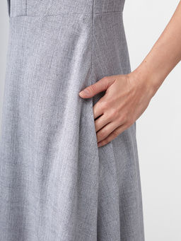 Платье с кружевным воротником OD-888-2 св.серый