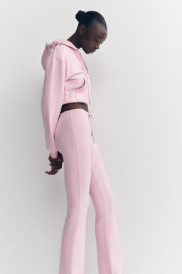 STITCHED INTERLOCK BELL BOTTOM TROUSERS - Zara фото 5