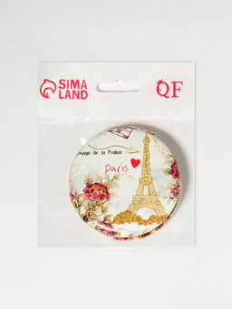 Зеркало складное «Париж», d=7.5 см, с увеличением х2, искусственная кожа, цвет золотистый