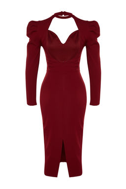 Trendyolmilla Siyah Vucuda Oturan Dokuma S?k Abiye Elbise TPRAW24EL00004  фото 8