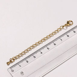 Цена за 2 шт. Замок карабин СМ-951, 5 шт. 6×9 мм, с удлинительной цепочкой 8 см, цвет золото