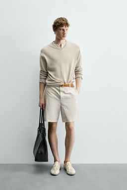 BERMUDA REGULAR FIT SEERSUCKER / Marr?n oscuro