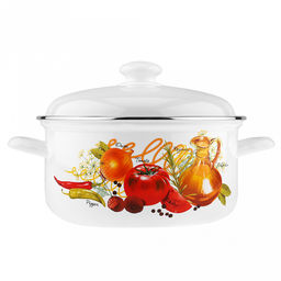 Итальянская кухня Кастрюля эмалированная 4,5л, форма цилиндрическая, металлическая крышка (Россия) - Домашняя мода фото 2