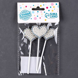 Набор для украшения торта Блестящие сердечки, в наборе 3 шт. - Страна карнавалия фото 14