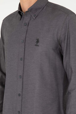 Мужская базовая рубашка антрацитового цвета с длинным рукавом - U.s. polo assn фото 7