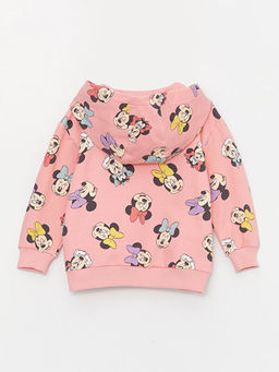 Kap??onlu Uzun Kollu Minnie Mouse Bask?l? K?z Bebek Fermuarl? Sweatshirt ve Tayt 2li - Waikiki фото 3
