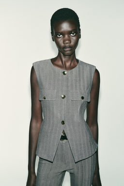 HERRINGBONE FLARED WAISTCOAT - Zara фото 2