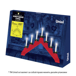 UDL-L7101-007/SWA/WW RED BRIDGE Фигура Новогодняя горка, 39,5х30,5см. 7 миниламп накаливания. Теплый белый свет. Корпус красный. Материал пластик. TM Uniel