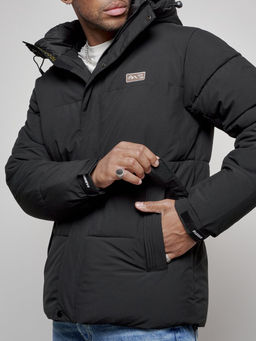 Куртка молодежная мужская зимняя с капюшоном черного цвета 8356Ch - Wonderrman фото 11