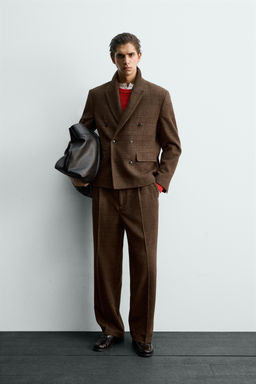 BOXY FIT CHECK SUIT BLAZER
