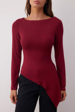 Trendyolmilla Siyah Viskon/Yumusak Kumasl? Asimetrik Esnek Orme Bluz TWOAW25BZ00233  фото 8