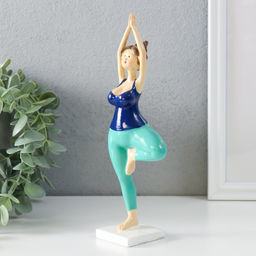 Цена за 2 шт. Фигурка полистоун «Пышечка: йога поза дерева», сине-бирюзовая, 7×4.5×20.5 см