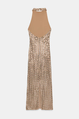 SPARKLY MESH HALTER MIDI DRESS - Zara фото 4