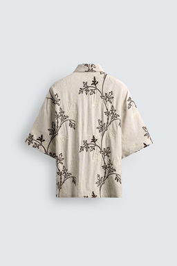 CAMISA RELAXED FIT  BORDADO FLORAL / Crudo - Zara фото 8
