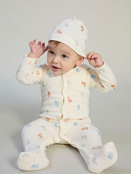 V Yaka Bask?l? Erkek Bebek Hastane ??k?? Seti