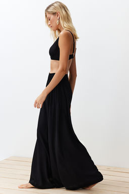 Siyah Dokuma Gipe Detayl? Plaj Pantolon TBESS24PL00008